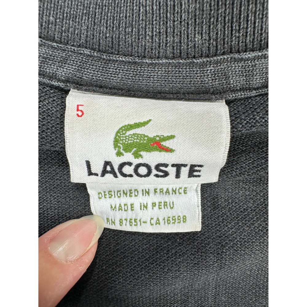 Lacoste Mens Black Cotton Pique Short Sleeve Polo Shirt Size 5 Large - Picture 5 of 6